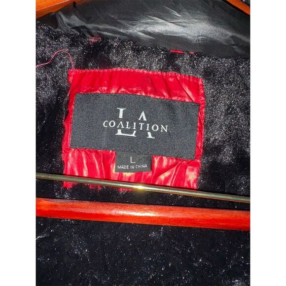 Coalition LA Women's Multicolor Puffer Jacket Size L Hooded Winter Coat - Picture 10 of 10